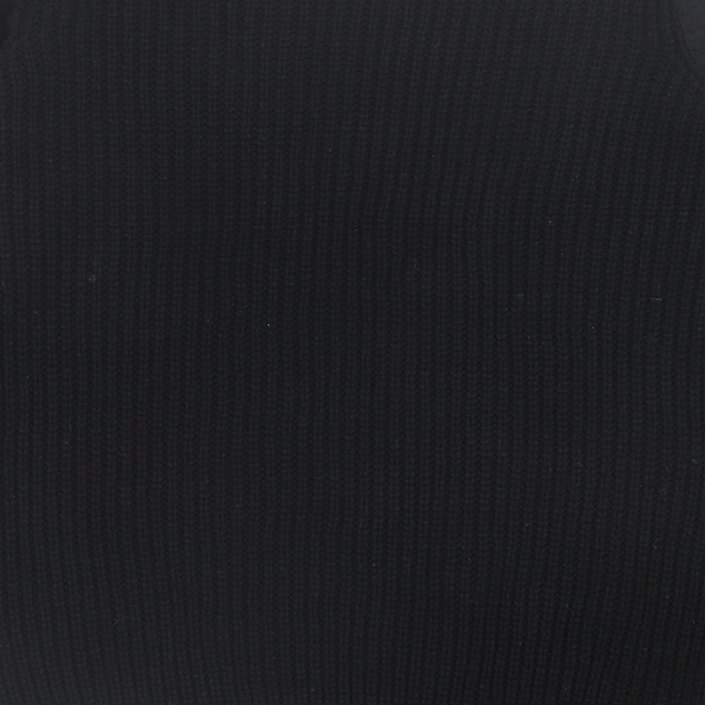 Select Womens Black Crew Neck Acrylic Pullover Jumper Size M - Lace Sleeve Detail