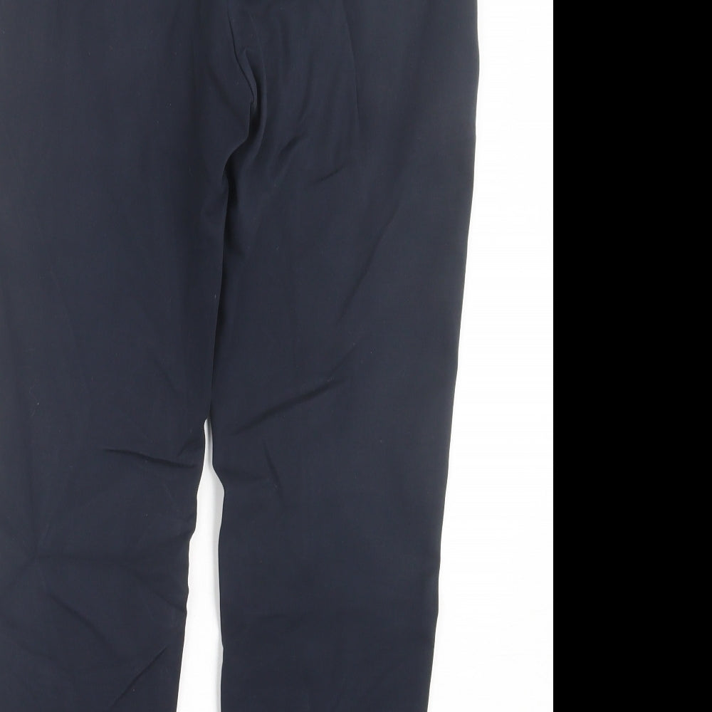 Marks and Spencer Womens Blue Viscose Trousers Size 10 L24 in Regular Hook & Eye