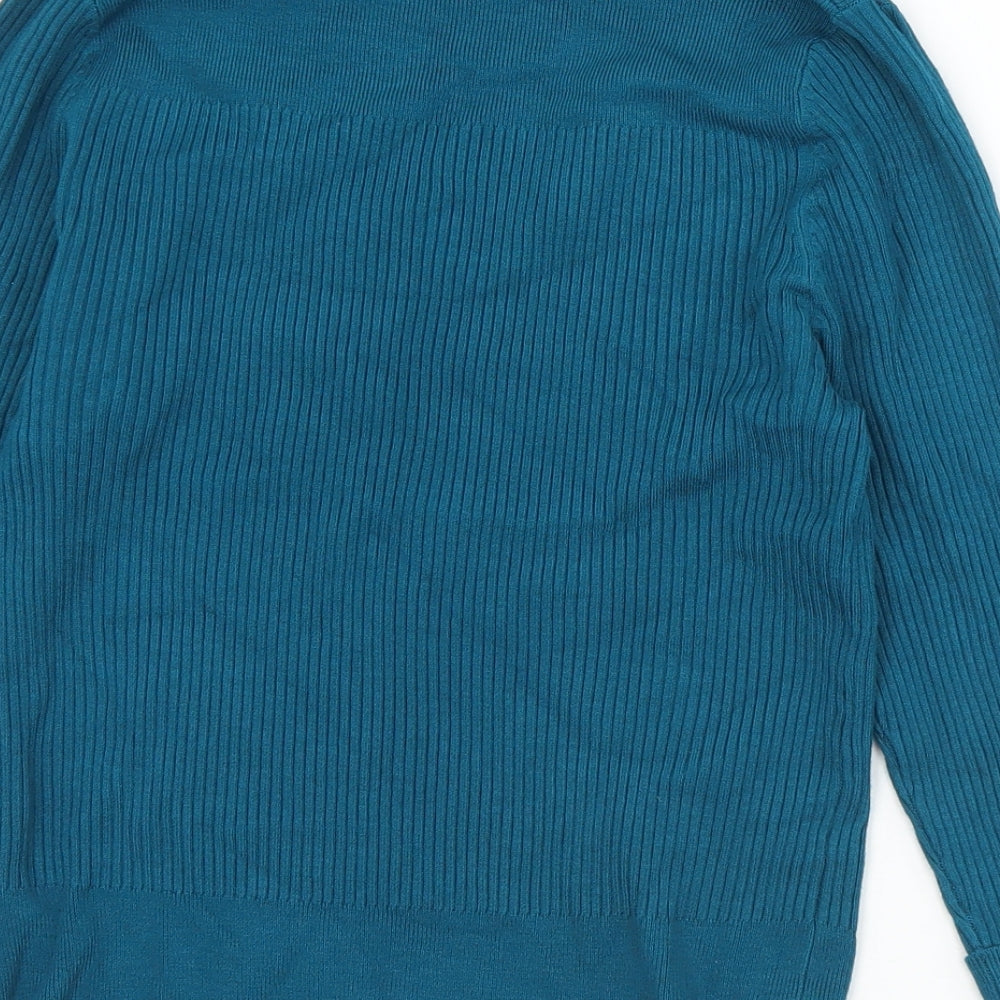 Marks & Spencer Womens Green Scoop Neck Viscose Pullover Jumper Size 14