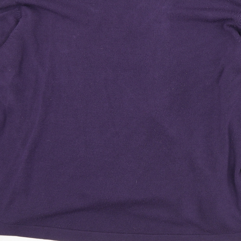 Bonmarché Womens Purple V-Neck Acrylic Pullover Jumper Size XL