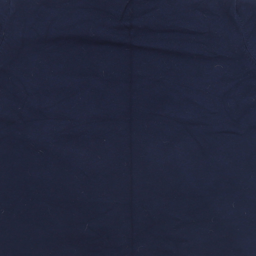 Micha Womens Blue Mock Neck Cotton Pullover Jumper Size 14