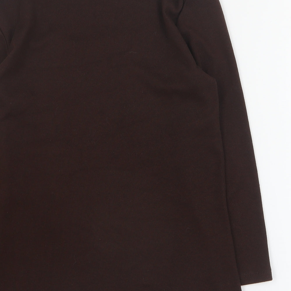 IZ Womens Brown Square Neck Polyester Pullover Jumper Size S