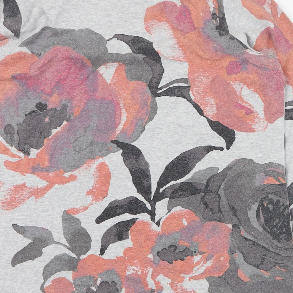 D & Co Womens Grey Floral Cotton Pullover Sweatshirt Size S Pullover