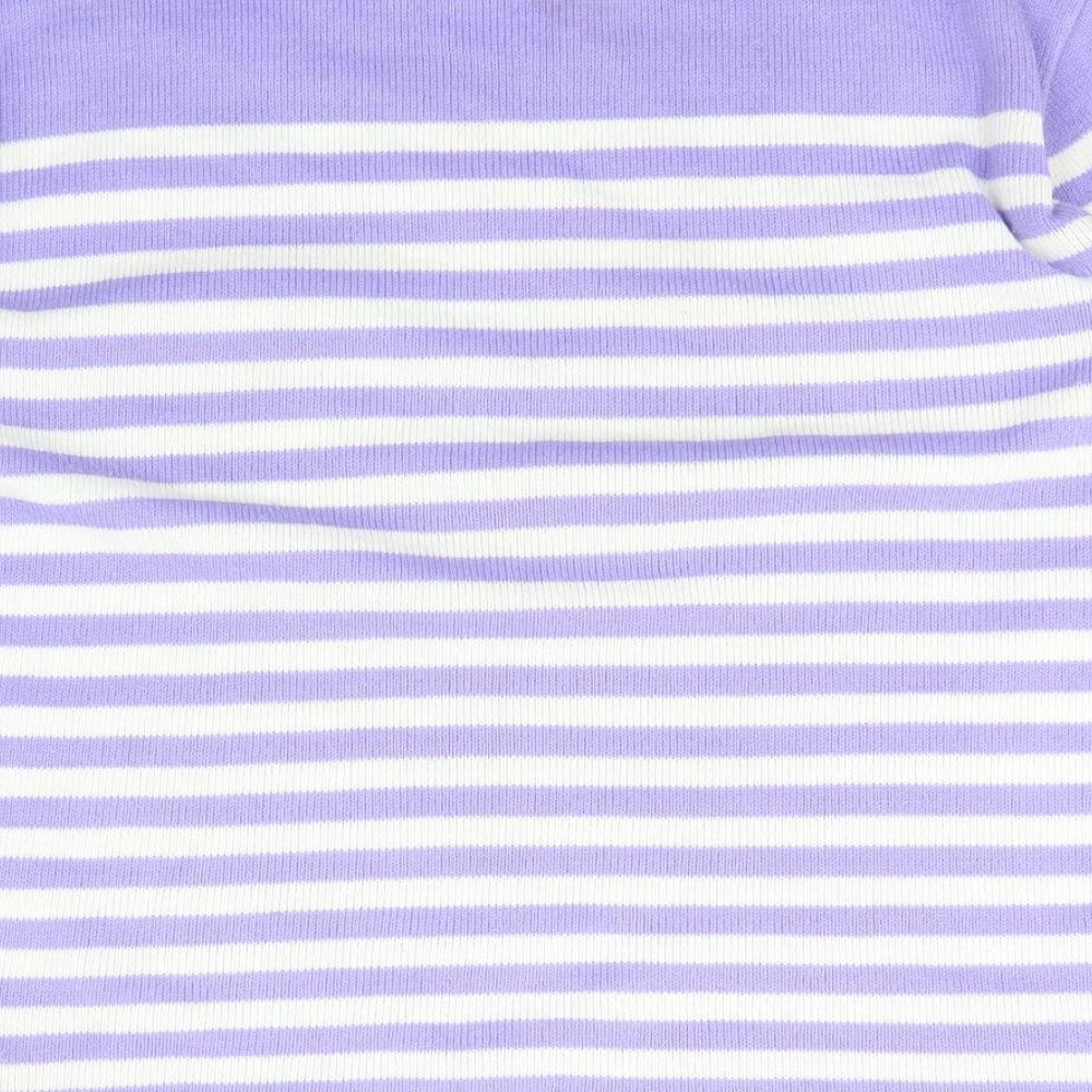 Classics Womens Purple Scoop Neck Striped Acrylic Pullover Jumper Size L