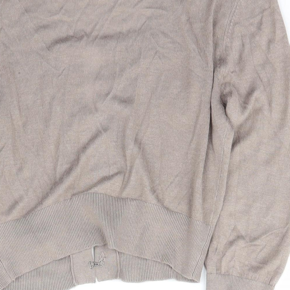 Sisley Womens Brown Scoop Neck Acrylic Cardigan Jumper Size S