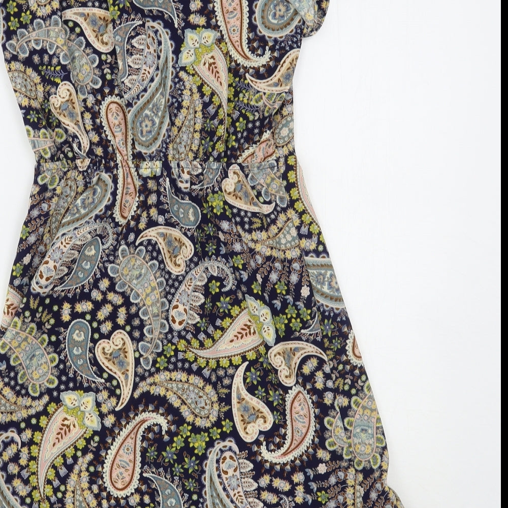 Monteau Womens Multicoloured Paisley Polyester Tank Dress Size S Off the Shoulder