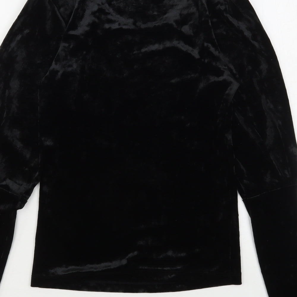 Chloe & Kate Womens Black Polyester Basic Blouse Size S Round Neck