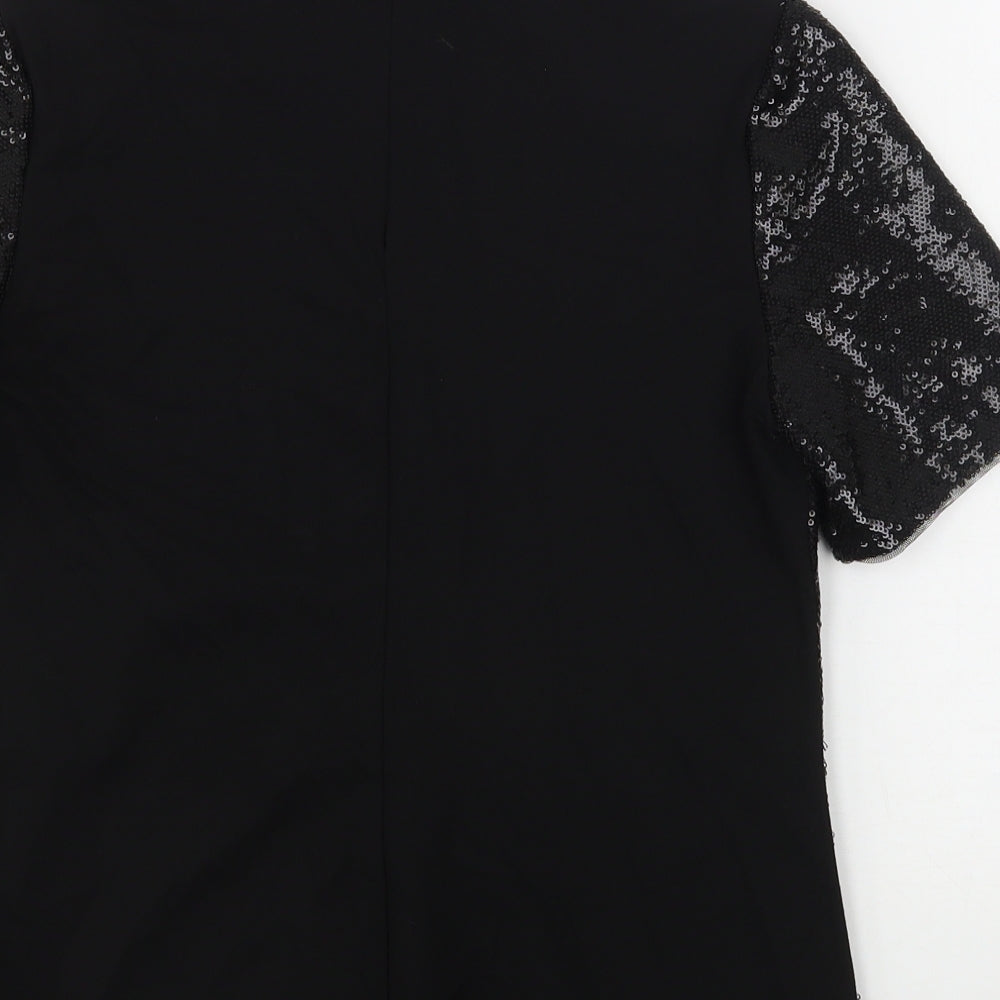 Oasis Womens Black Polyester Basic Blouse Size XS High Neck