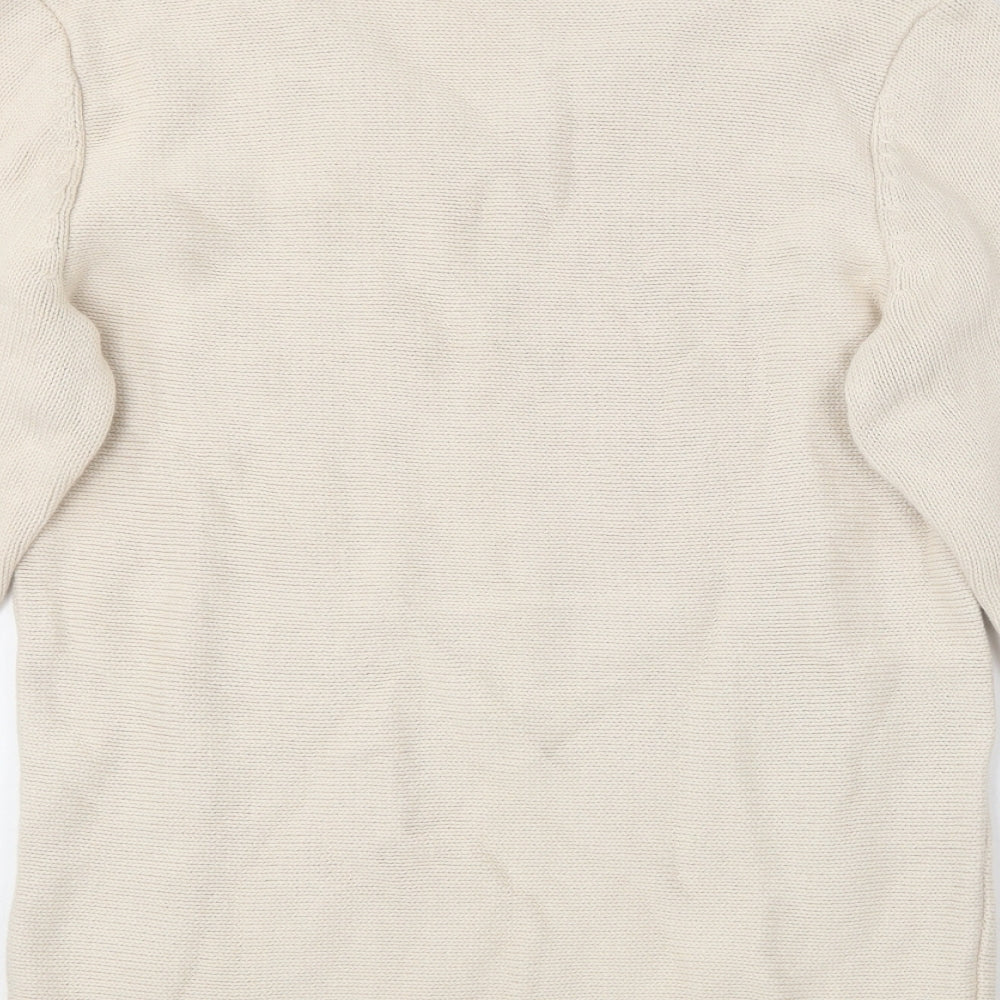 Bonmarché Womens Beige V-Neck Cotton Pullover Jumper Size S