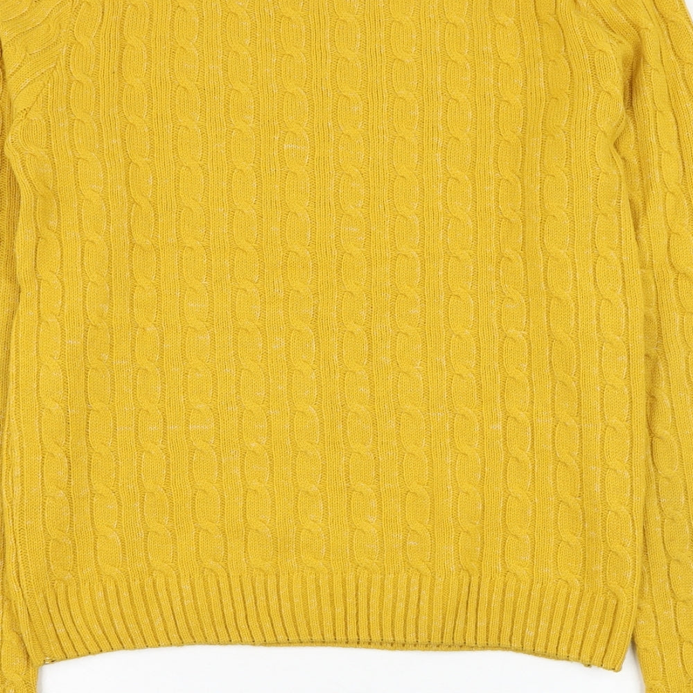 Chemistry Womens Yellow Round Neck Polyester Pullover Jumper Size S