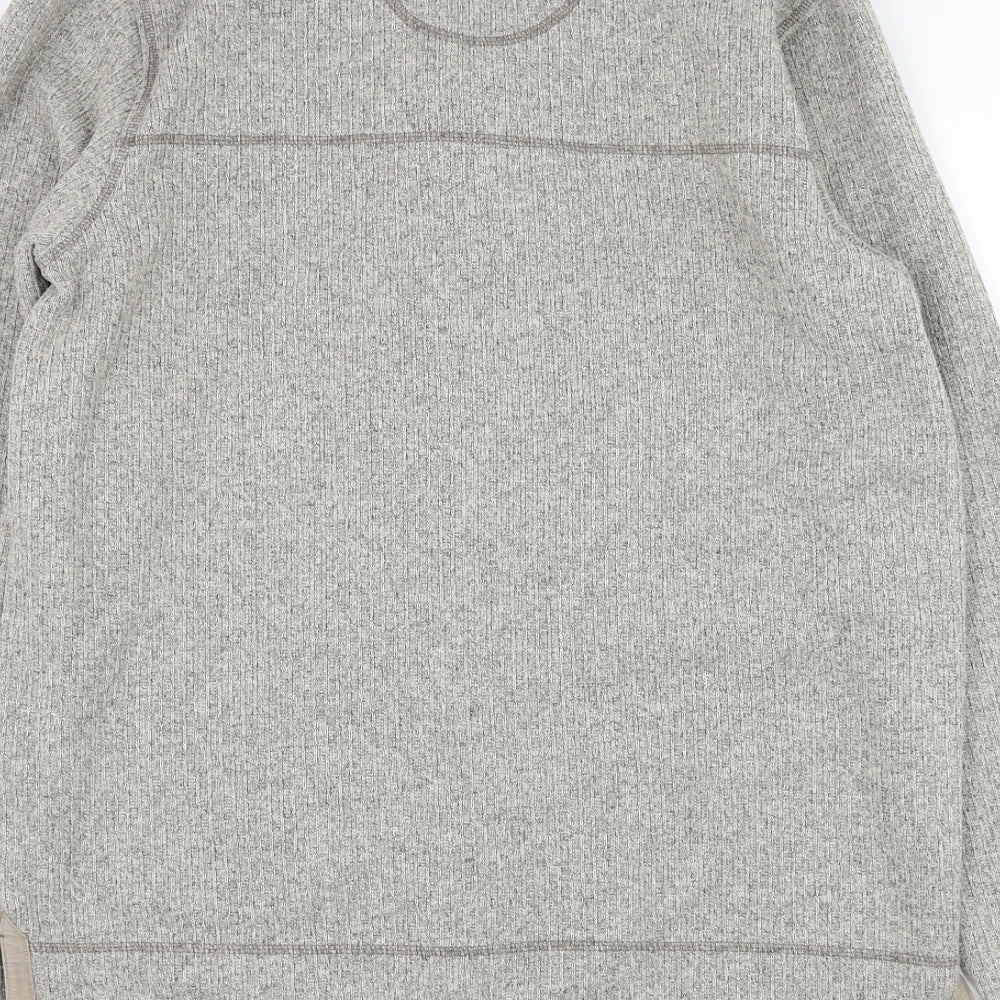 Marks & Spencer Mens Grey Mock Neck Polyester Henley Jumper Size M