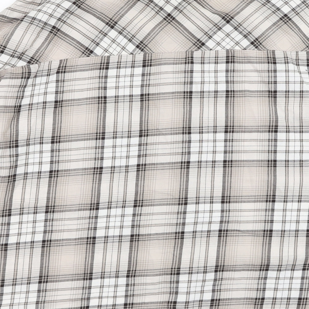 Divided by H&M Mens Beige Check Cotton Button-Up Size L Collared Button
