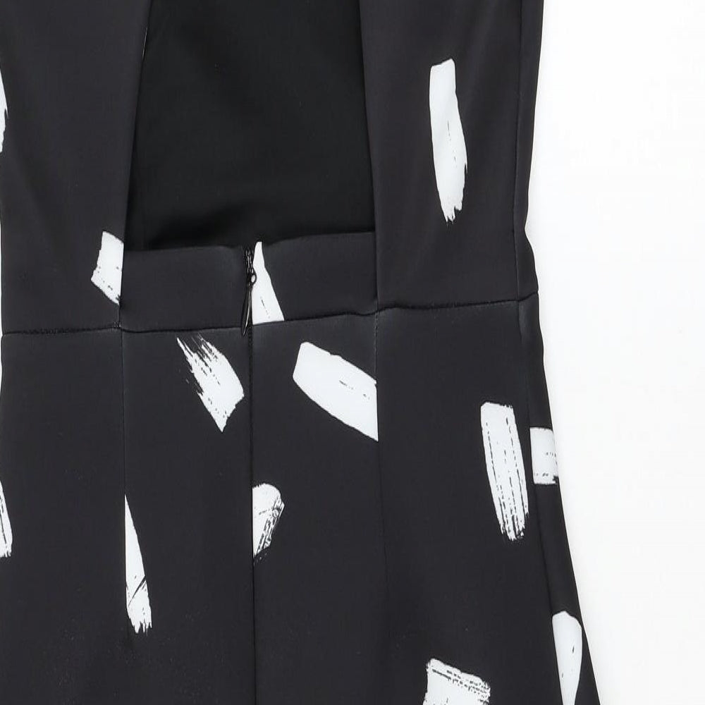 River Island Womens Black Geometric Polyester Pencil Dress Size 8 Round Neck Zip