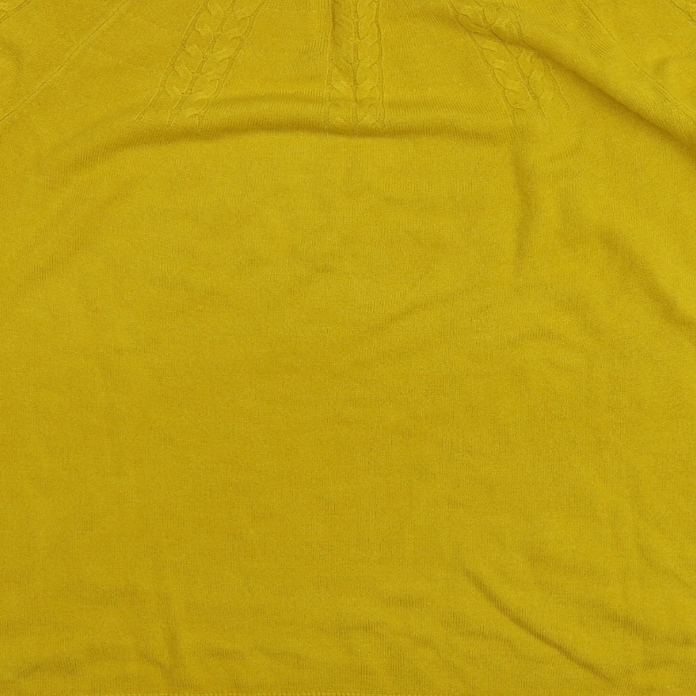 TU Womens Yellow Round Neck Acrylic Pullover Jumper Size 14