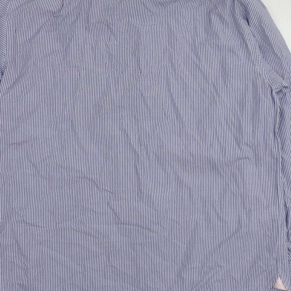Sartorial Mens Blue Striped Cotton Button-Up Size 16 Collared