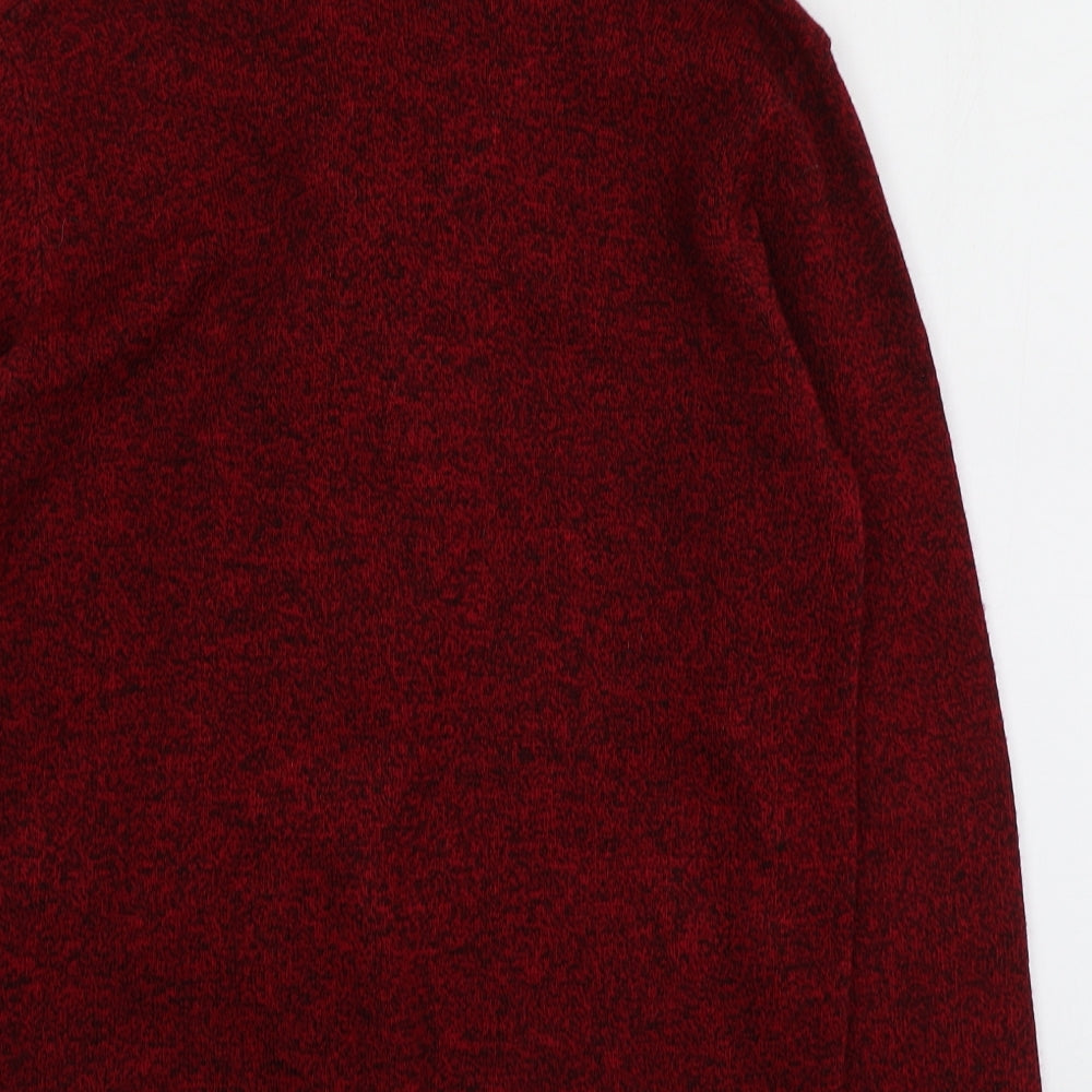 Mia Moda Womens Red V-Neck Acrylic Pullover Jumper Size S