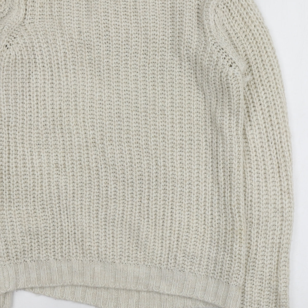 Brave Soul Womens Beige Round Neck Acrylic Pullover Jumper Size S