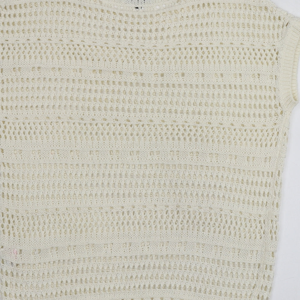 F&F Womens Ivory Round Neck Acrylic Pullover Jumper Size 6