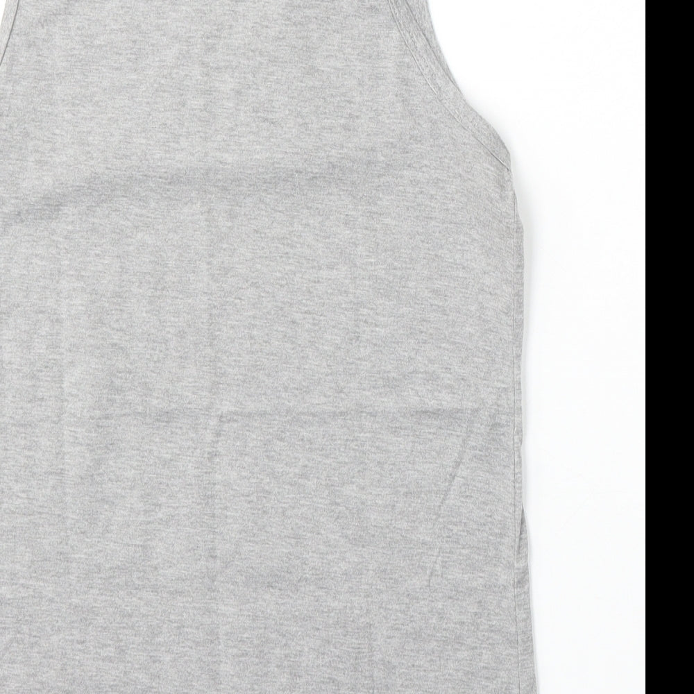 Jienihao Womens Grey Cotton Basic Tank Size M Round Neck