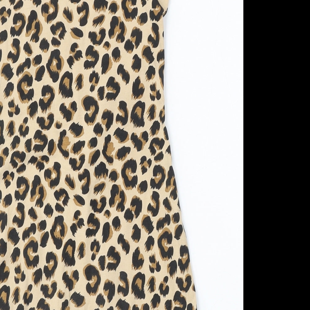 H&M Womens Multicoloured Animal Print Cotton Bodycon Size 2 Round Neck