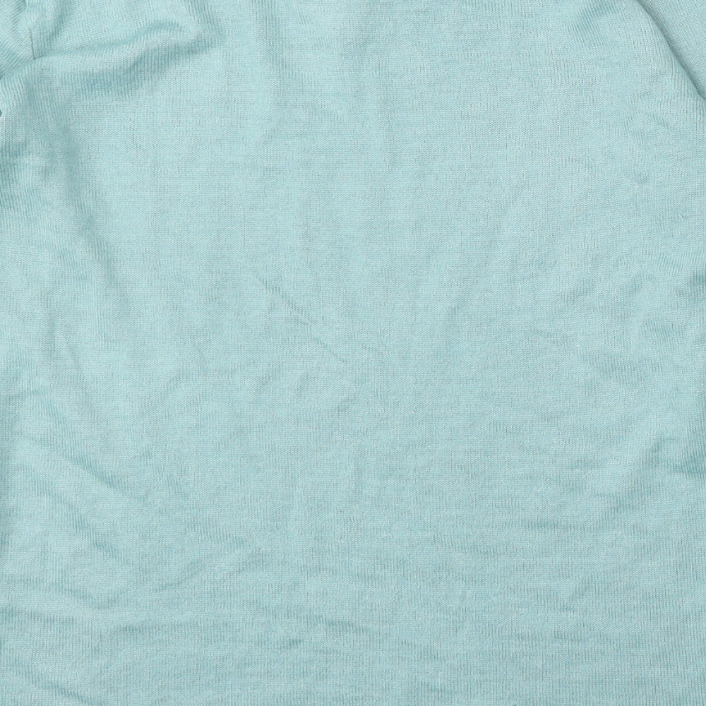 Afibel Womens Blue Round Neck Acrylic Pullover Jumper Size 14