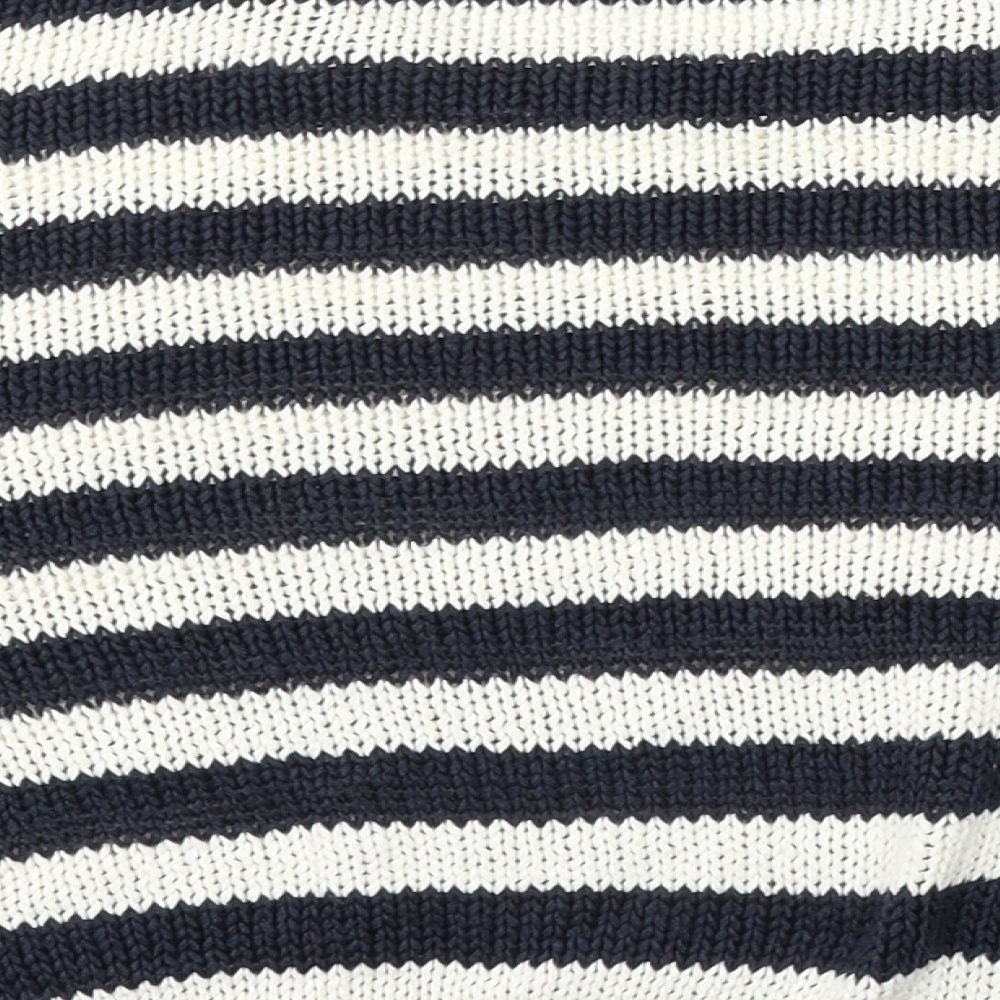 H&M Womens Multicoloured Round Neck Striped Acrylic Pullover Jumper Size S