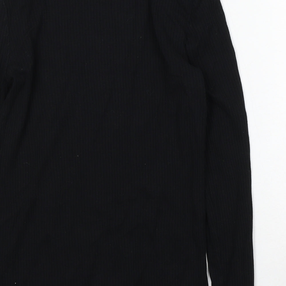 River Island Womens Black Square Neck Cotton Pullover Jumper Size 12