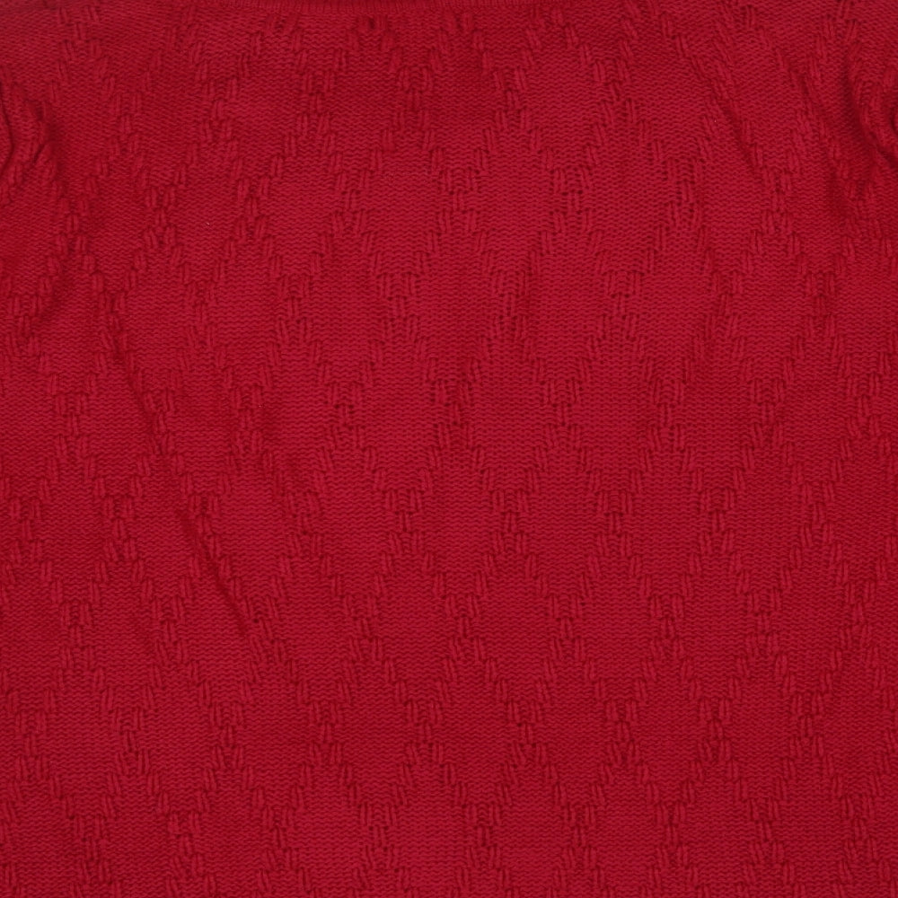 Bonmarché Womens Red Mock Neck Acrylic Pullover Jumper Size L