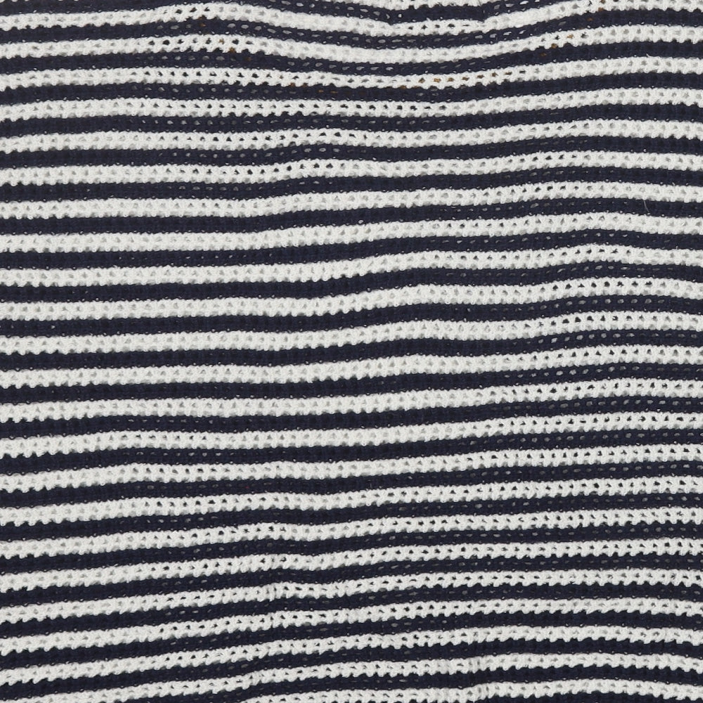 Papaya Womens Blue Round Neck Striped Acrylic Pullover Jumper Size XL