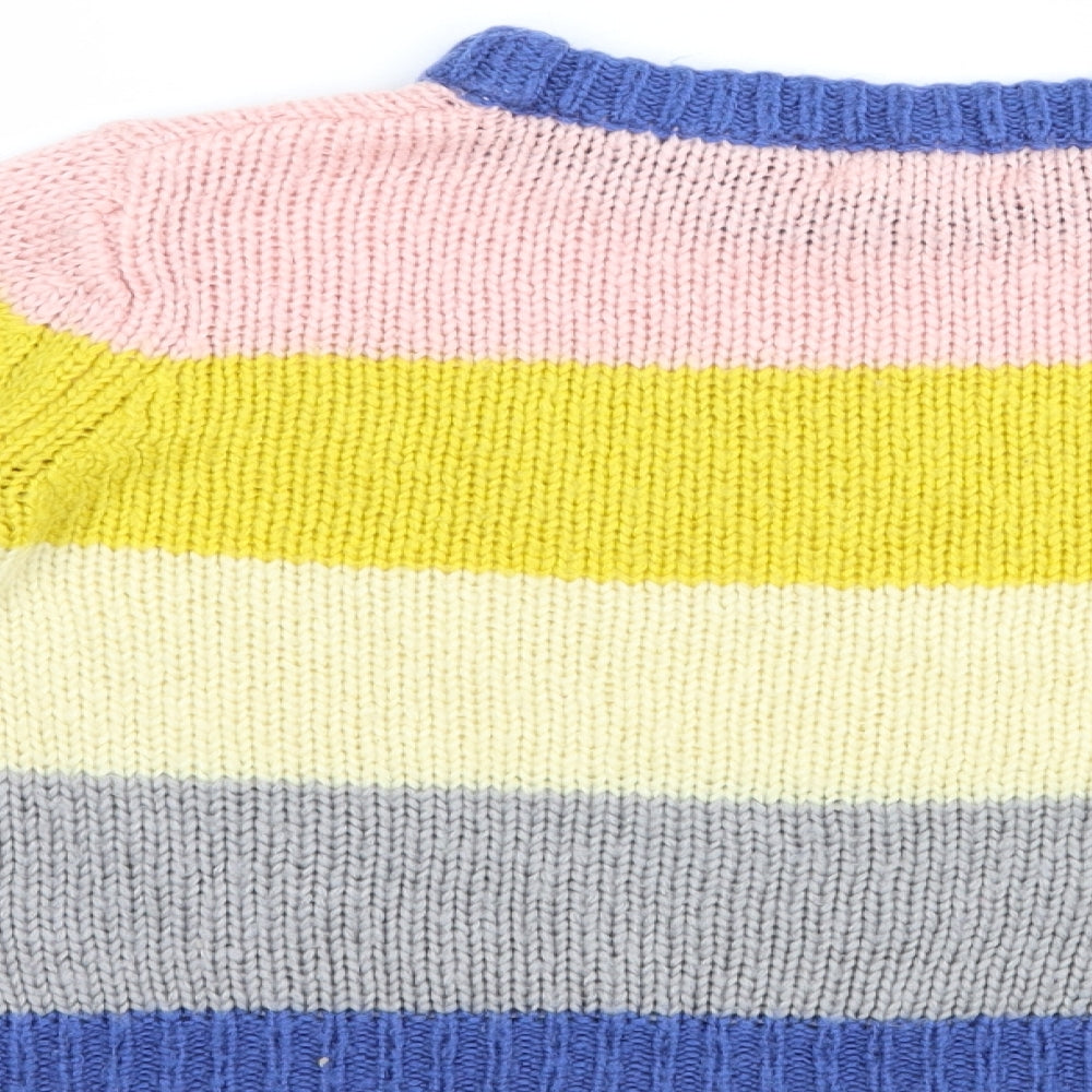 Sweewe Womens Multicoloured Crew Neck Striped Acrylic Pullover Jumper Size S