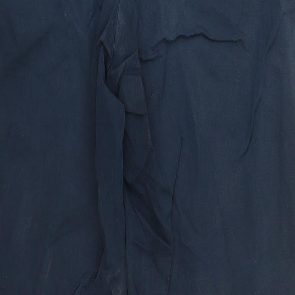 Marks and Spencer Womens Blue Cotton Trousers Size 10 L29 in Regular Zip