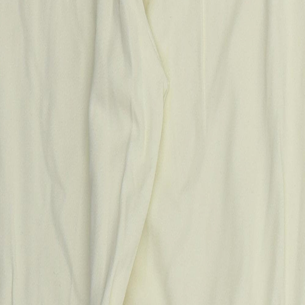 Charlotte Halton Womens Ivory Viscose Trousers Size 14 L30 in Regular Hook & Eye