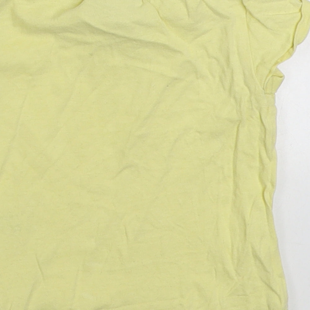 NEXT Girls Yellow 100% Cotton Basic T-Shirt Size 3-6 Months Round Neck Pullover