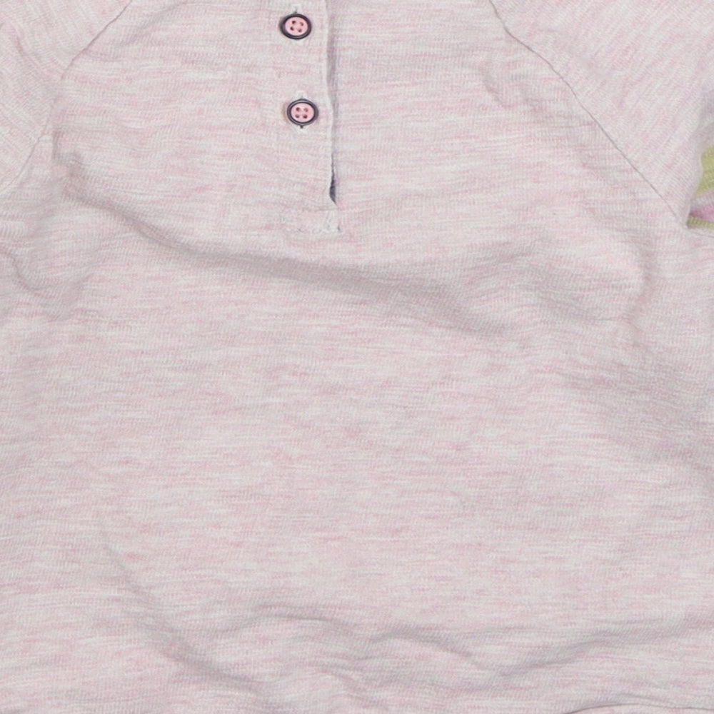 NEXT Girls Pink Striped 100% Cotton Pullover Jumper Size 9-12 Months Button