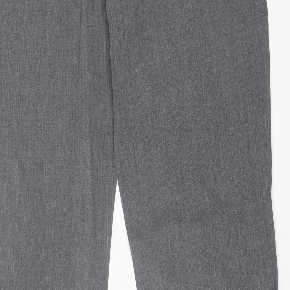 wrap Womens Grey Polyester Trousers Size 34 in L32 in Regular Hook & Eye