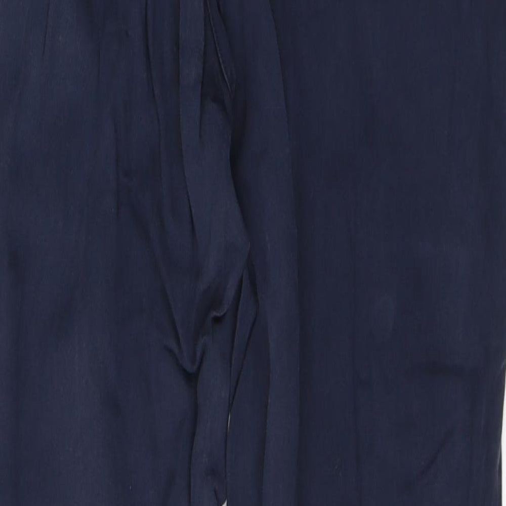 H&M Womens Blue Lyocell Trousers Size 6 L27 in Regular Tie