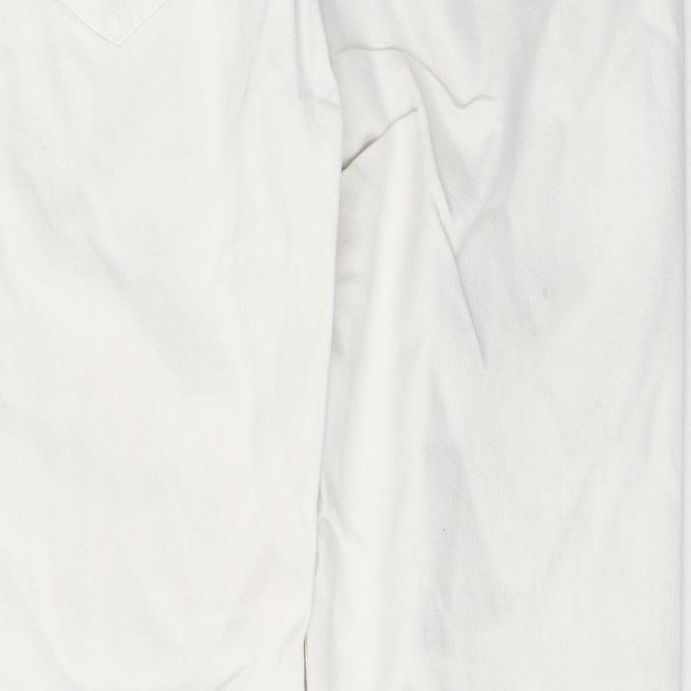 Carol Womens White Cotton Cropped Jeans Size 10 L26 in Regular Button
