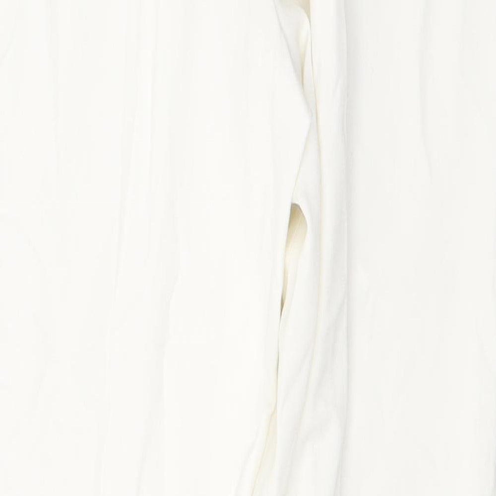 Hudson & Onslow Womens White Polyester Trousers Size 12 L30 in Regular Button