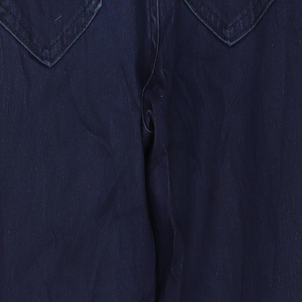 Marks & Spencer Womens Blue Cotton Skinny Jeans Size 14 L24 in Regular Button