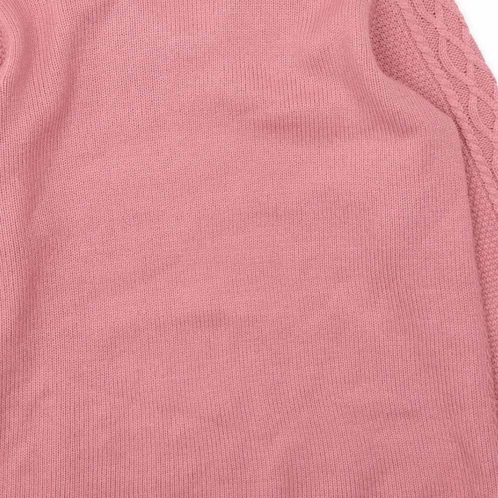 isle Womens Pink V-Neck Acrylic Pullover Jumper Size M