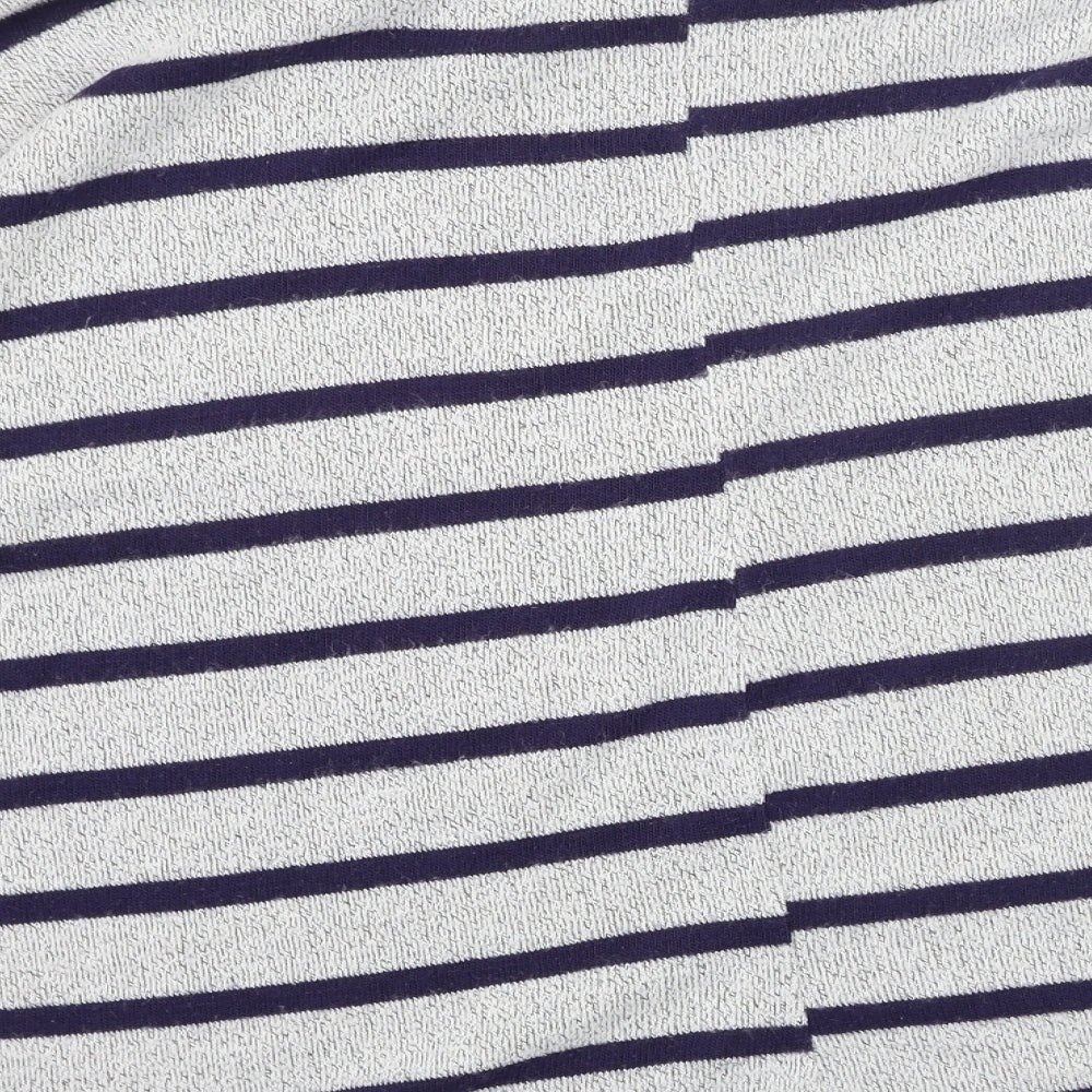 Roman Womens Grey Round Neck Striped Polyester Pullover Jumper Size L