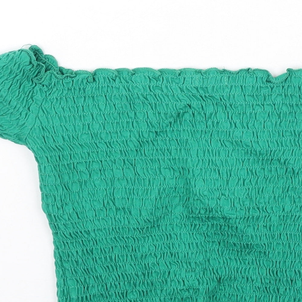 Stradivarius Womens Green Polyester Basic T-Shirt Size M Off the Shoulder