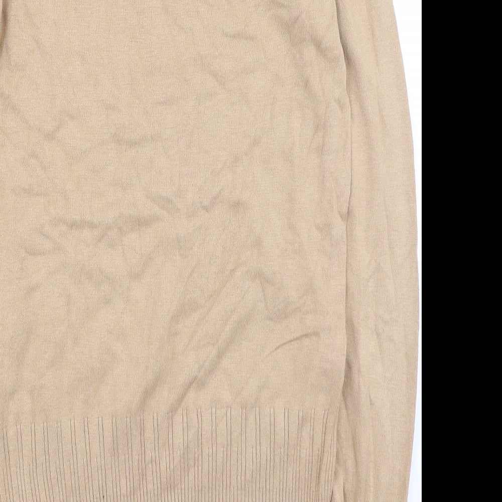 Dorothy Perkins Womens Brown V-Neck Viscose Pullover Jumper Size 10