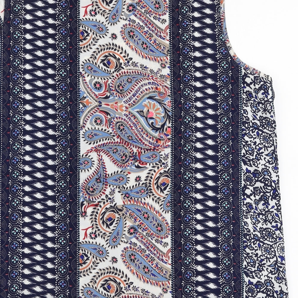 Jaqueline De Yong Womens Multicoloured Paisley Polyester Basic Blouse Size 8 Round Neck