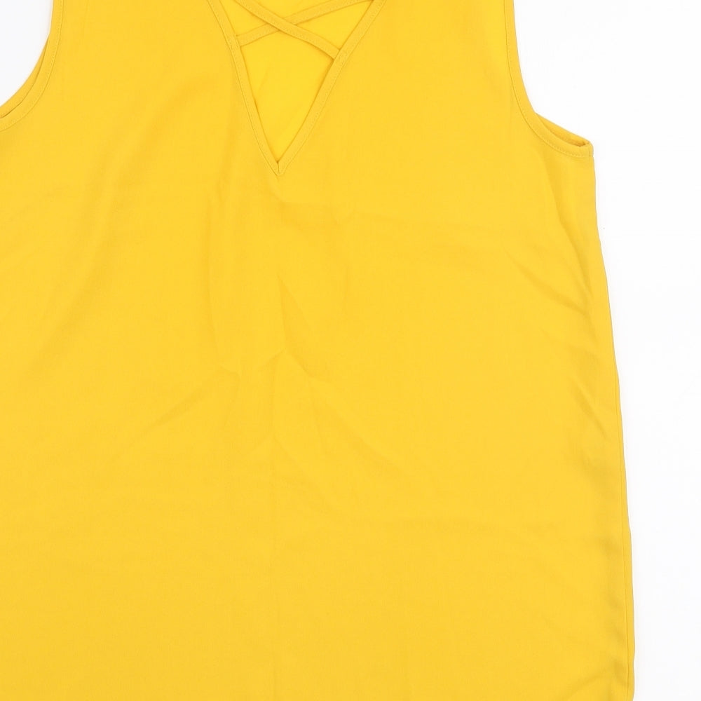Dorothy Perkins Womens Yellow Polyester Camisole Blouse Size 10 Round Neck