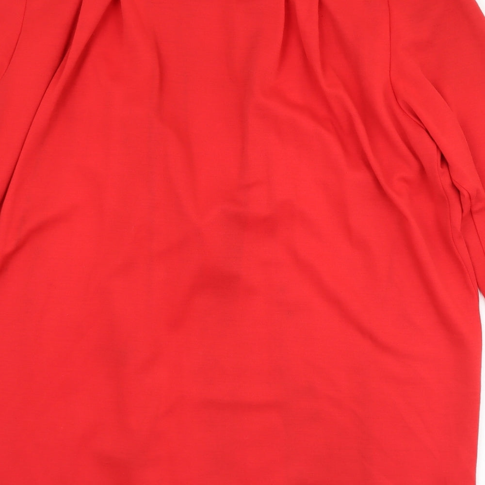 Preworn Womens Red Collared Polyester Cardigan Jumper Size 14
