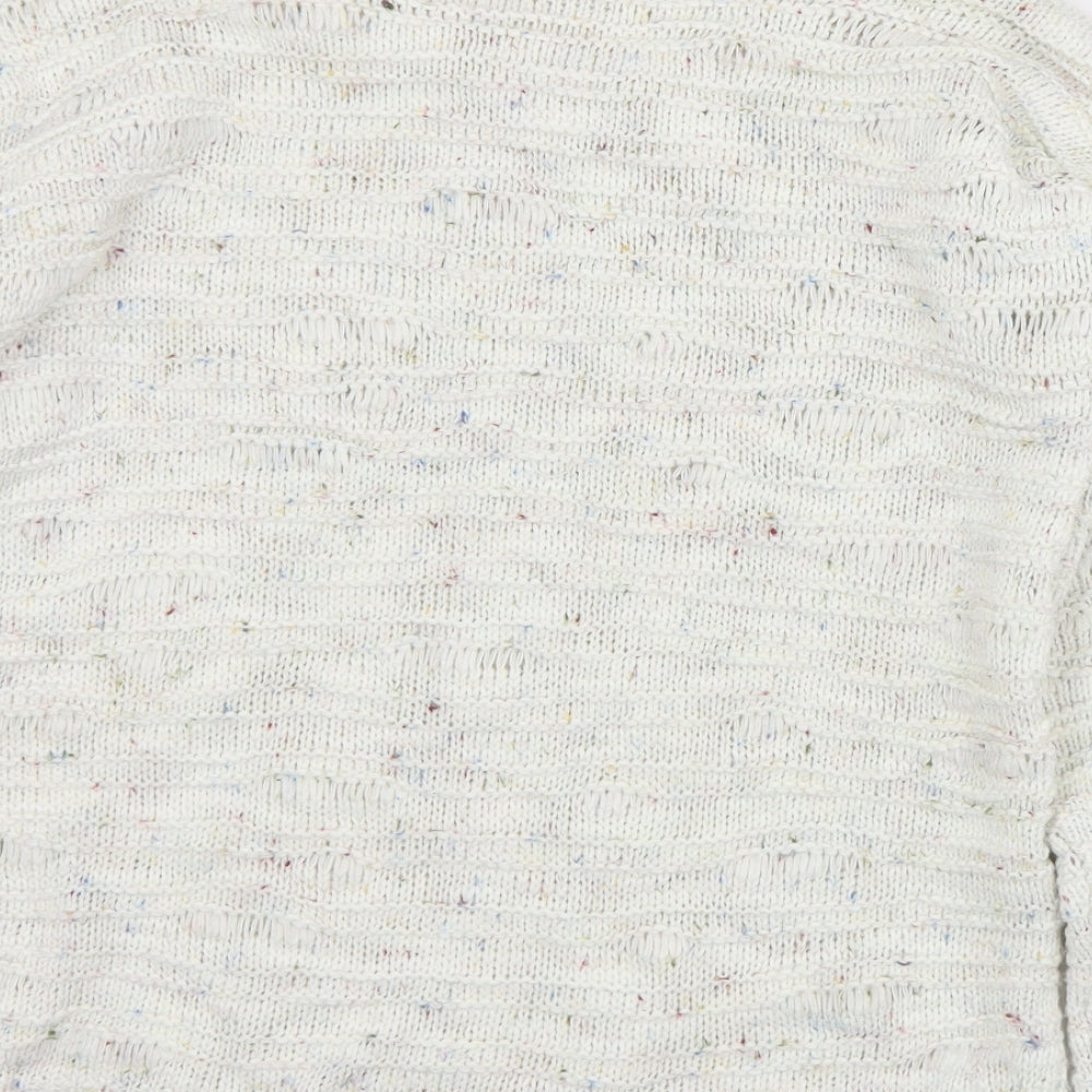 M&Co Womens Ivory Round Neck Acrylic Pullover Jumper Size L
