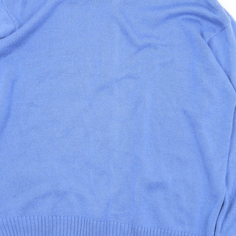 Damart Mens Blue Round Neck Acrylic Full Zip Jumper Size XL