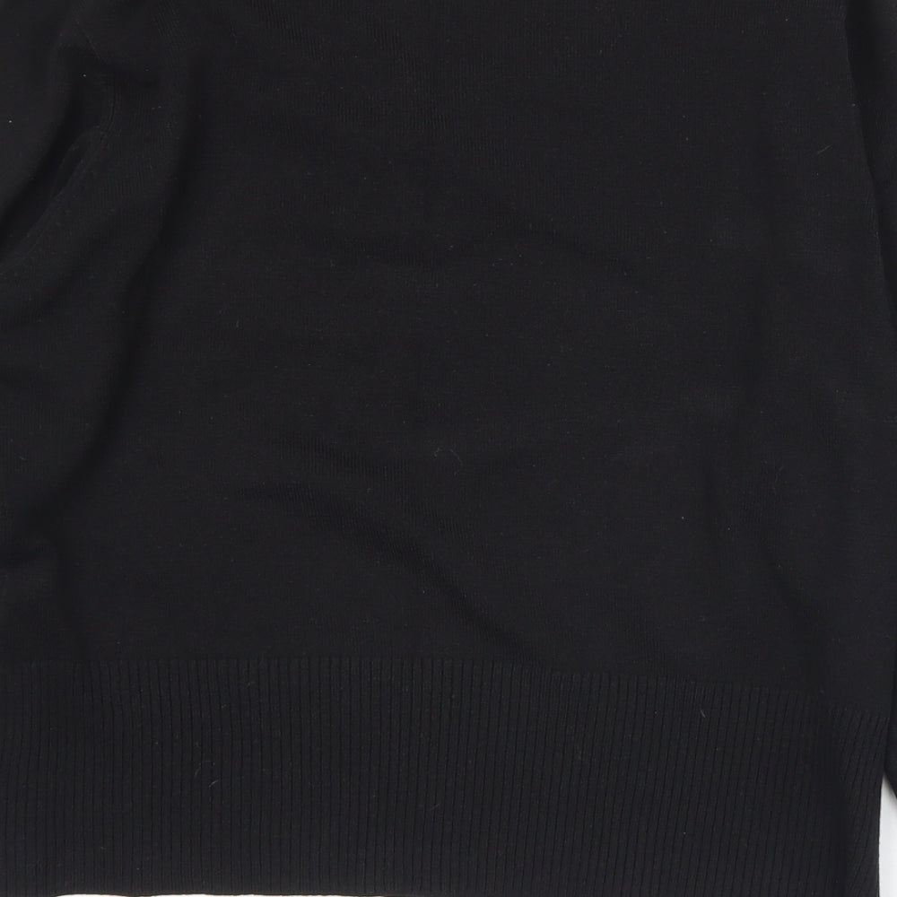 Papaya Womens Black V-Neck Acrylic Pullover Jumper Size 22