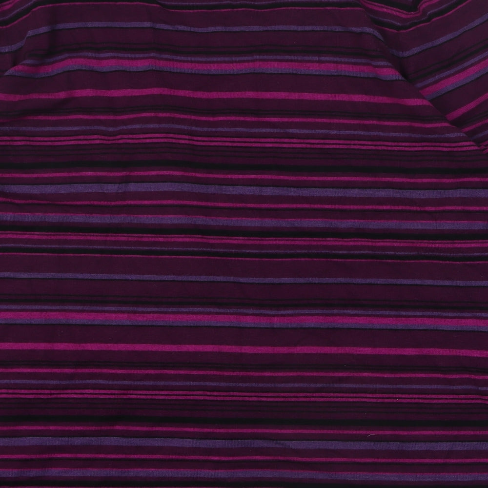 Essense Womens Purple V-Neck Striped Viscose Pullover Jumper Size 30